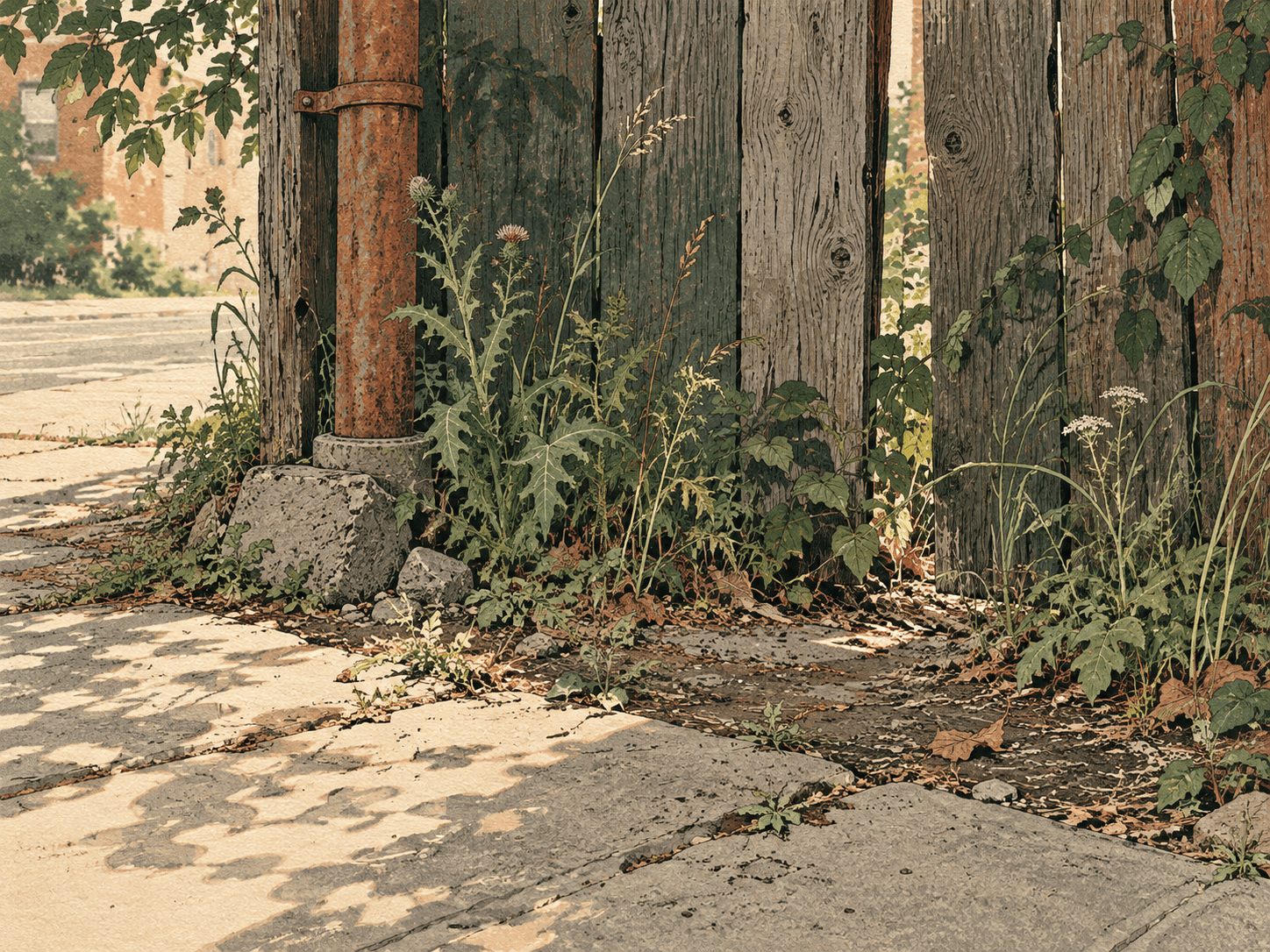 Illustration of the overlooked fence corner before an intervention