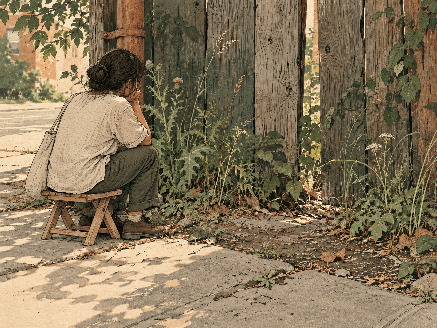 Illustration of a participant observing the fence corner